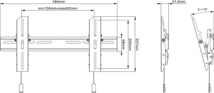 Actual product image Multibrackets Wall bracket up to 65", metal, black. Slimline (Wall, 65", 50 kg)