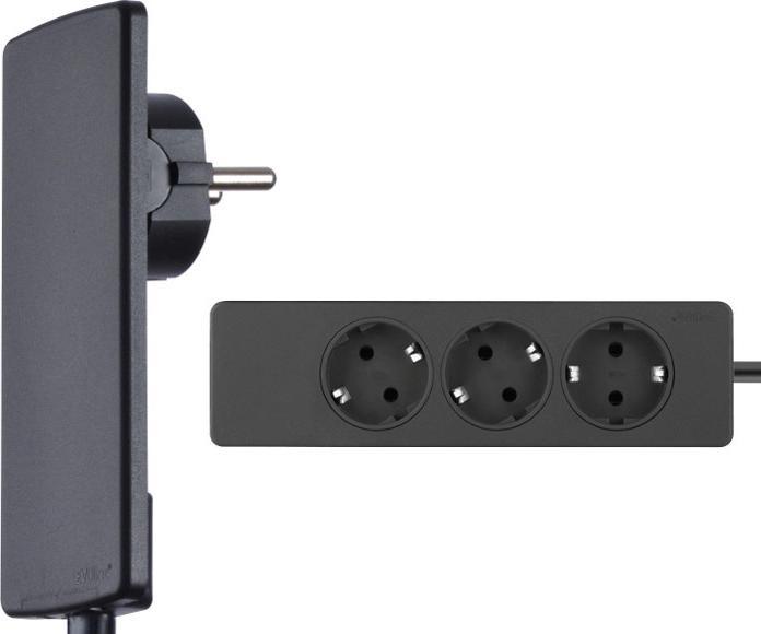 Productafbeelding Evoline PlugFix met Express 3-voudige contactdoosstrip zwart (3 x, CEE 7/3, 1.50 m)