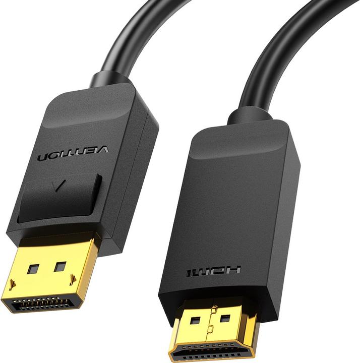 Produktbild Vention 4K DisplayPort zu HDMI 2.0 Kabel, schwarz - 3m (3 m, DisplayPort, 1.4)