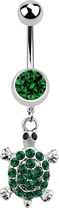 Immagine prodotto Star Piercing Banana in argento con ciondolo tartaruga e cristallo verde (Acciaio chirurgico 316L, senza ottone)