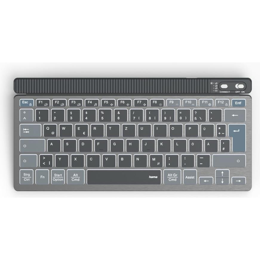 Hama WK-700 Tastatur kabellos grau (DE, Kabellos), Tastatur, Schwarz