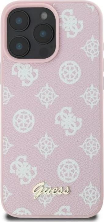 Produktbild Guess GUHMP16XPGPYSP iPhone 16 Pro Max różowy/pink HC MagSafe PU Peony Script (Apple iPhone 16 Pro Max)