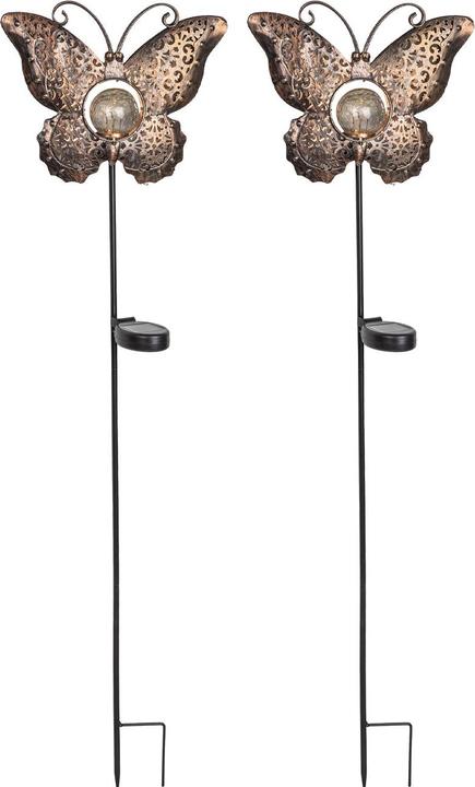 Childhome 2er-Set Solar-Schmetterlingsdeko, LED-Solar- Gartenstecker, H 102 cm