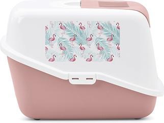 Actual product image Savic Kattenbak Nestor Impression Flamingo Roze / Wit (Cat litter tray open)