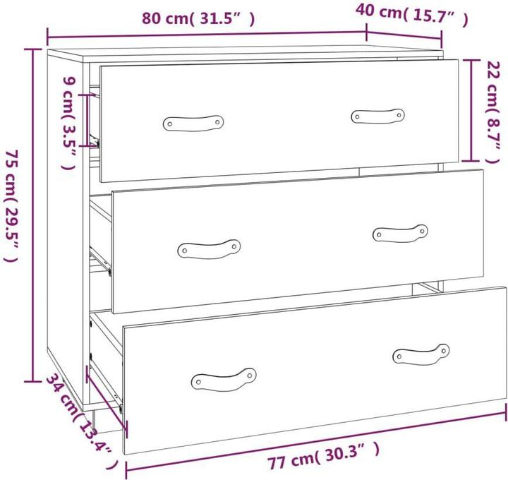 Image du produit vidaXL Sideboard (80 x 80 x 75 cm)