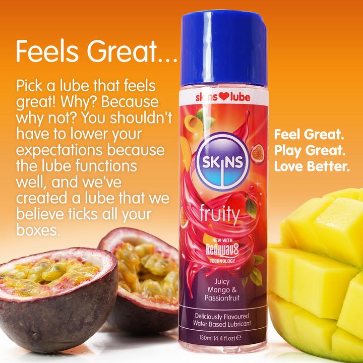 Image du produit Skins Fruity" Juicy Mango & Passionfruit 130ml Lubrifiant aux arômes naturels de fruits (130 ml)