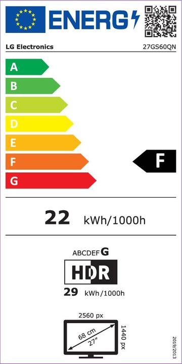 Energie-Label LG 27GS60QN-B (2560 x 1440 Pixel, 27")