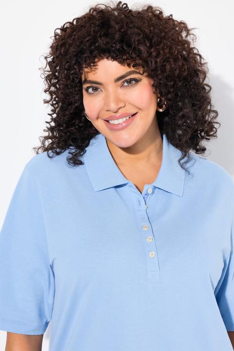 Immagine prodotto Ulla Popken Maglia polo in piqué con abbottonatura con nastro di velluto e mezze maniche (68)