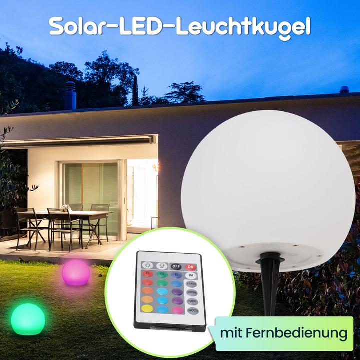 Actual product image Casativo LED illuminated globe with remote control, solar-powered, RGBW, 60 Lu, IP67, 20 cm (60 lm, IP67)