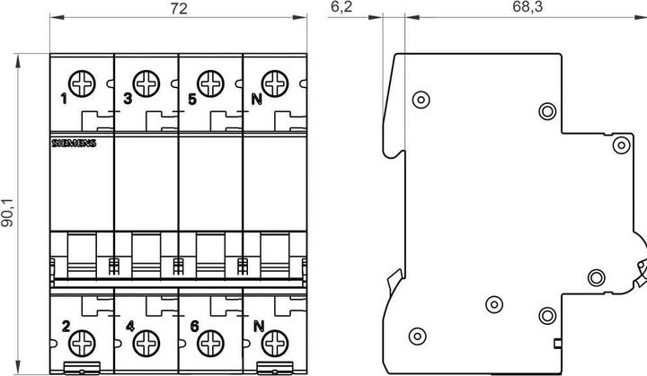 Productafbeelding Siemens Stroomonderbreker 5SL6616-7 C16A 3+N-polig 6kA