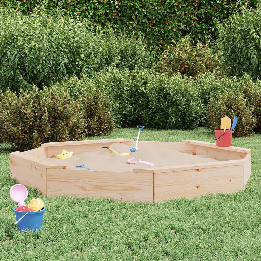 VidaXL Sandkasten mit Sitzen Achteck Massivholz Kiefer,Material