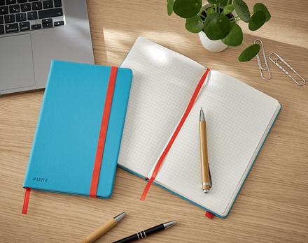 Actual product image Leitz Notebook Cosy 14.8 x 21 cm, Plaid, Blue (A5, Checked, Hardcover)