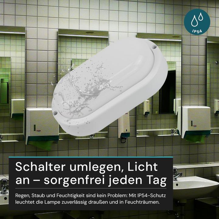 Actual product image Luxula LED-Kellerleuchte, 12W, EEK: F, 1080lm, CCT, IP54, weiss (1080 lm)