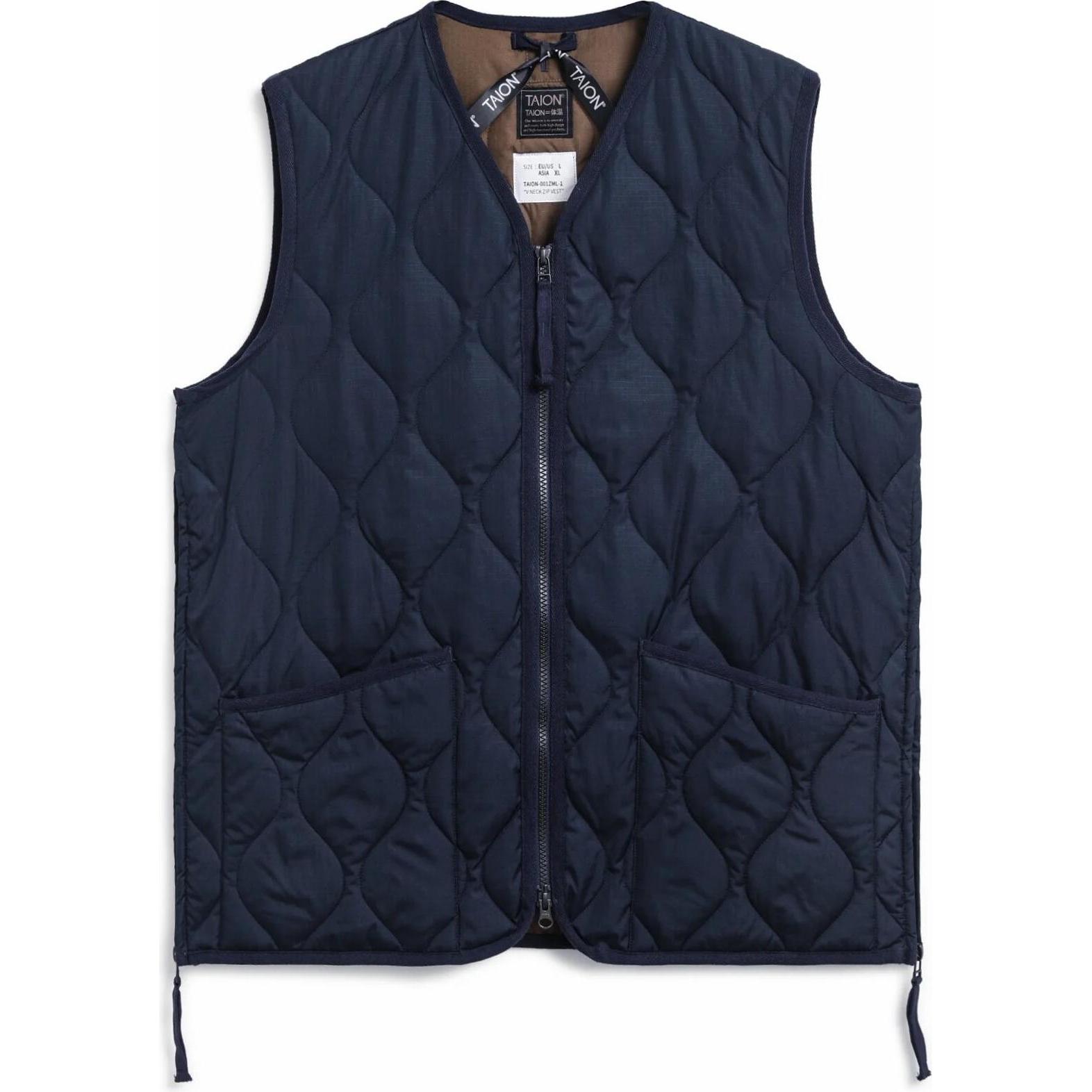 Taion, Damen, Weste, Military Zip V-Neck, Blau, (S)