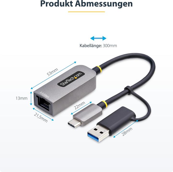Produktbild StarTech USB 3.0 TYPE-C TO 2.5 GIGABIT (USB-C, RJ45 (1x))
