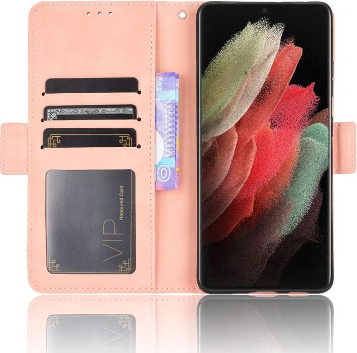 Actual product image Cover-Discount Galaxy S21 Ultra - Case with many card slots pink (Samsung Galaxy S21 Ultra)