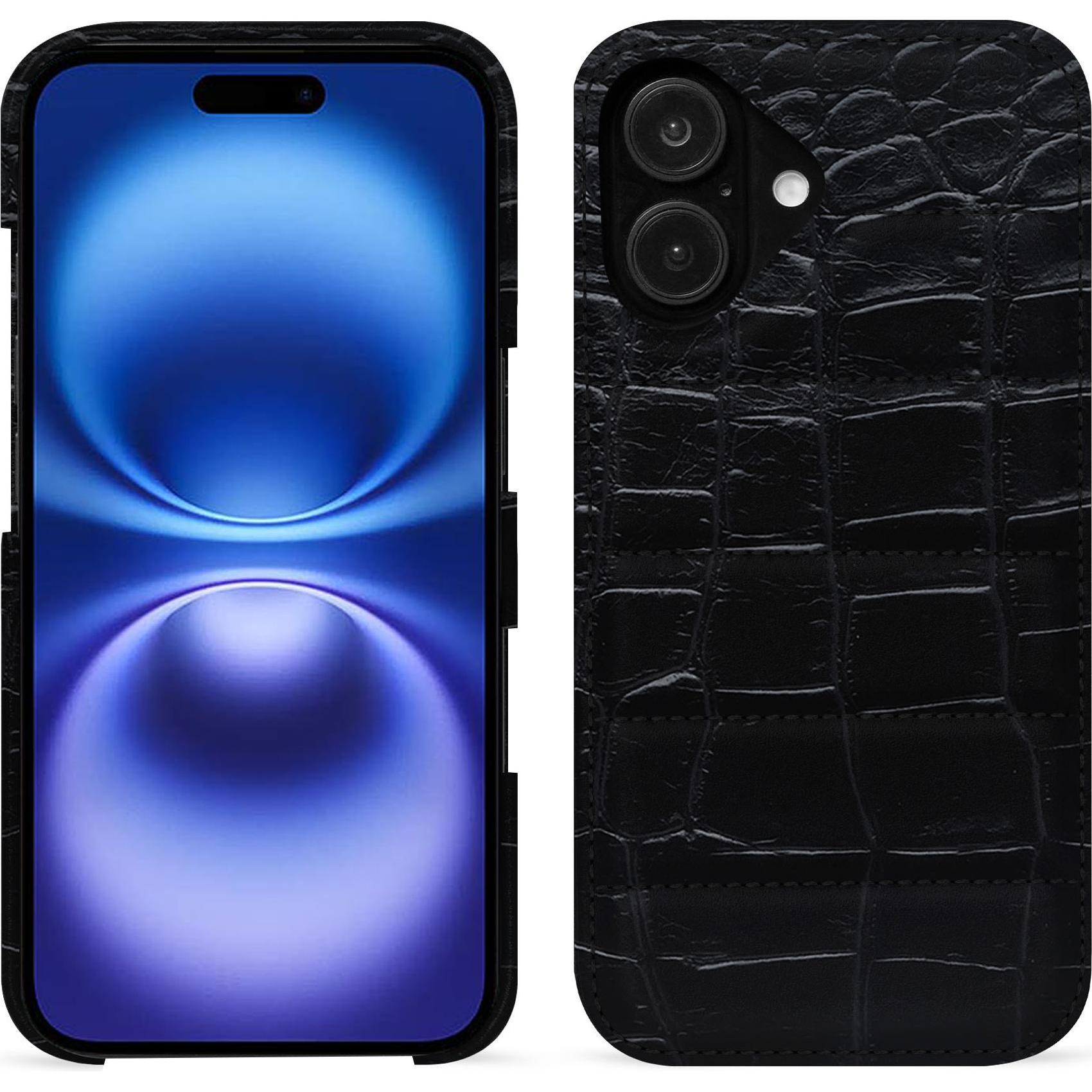 Noreve Lederschutzhülle (Apple iPhone 16), Smartphone Hülle, Schwarz