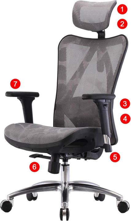 Produktbild Sihoo Bürostuhl mit Lendenwirbelstütze (44 - 54 cm)