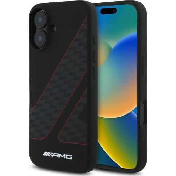 Mercedes AMG AMHMP16S2SCFR iPhone 16 6,1" czarny/black hardcase Checkered Flag Pattern MagSafe (Apple iPhone 16), Smartp...