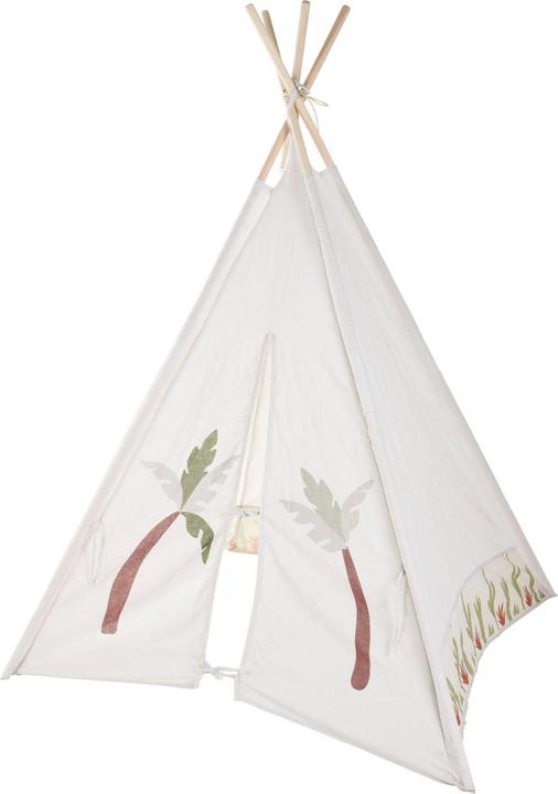 Productafbeelding Tipi tent wit met plantenprint, 160 cm