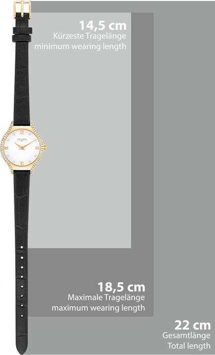 Produktbild Trilani Damen Quarzuhr Echtleder Schwarz - 30492 (Analoguhr, 26 mm)