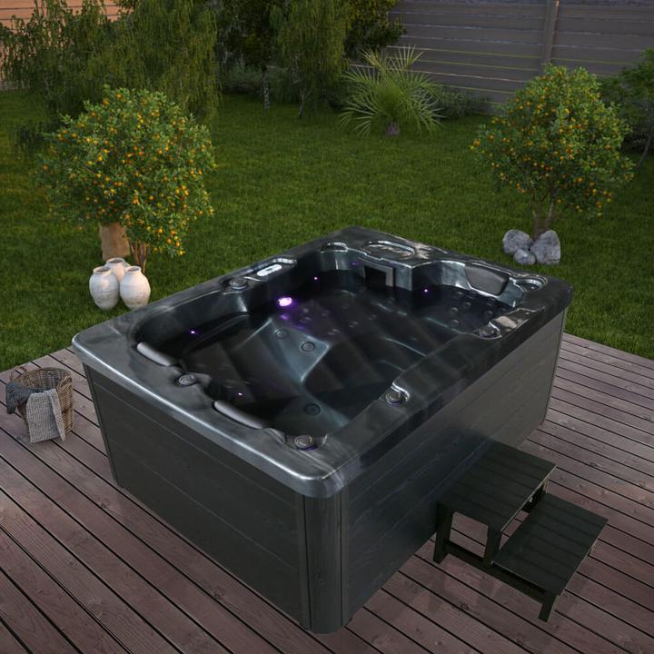 Image du produit Home Deluxe Jacuzzi d'extérieur BLACK PEARL, 27 jets de massage, éclairage, escalier et couverture thermique, 3 (3 Personnes)