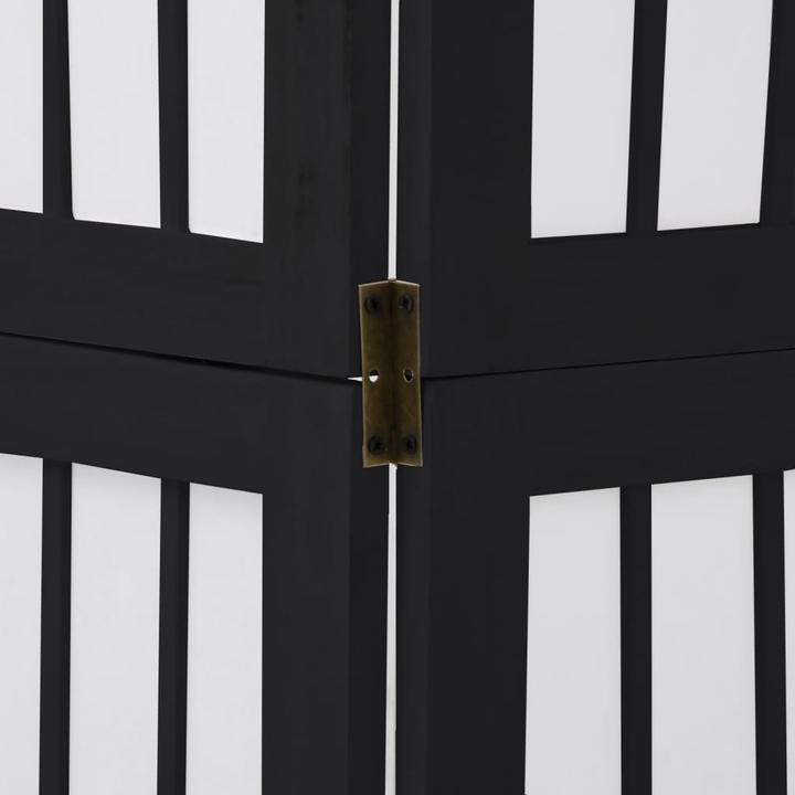 Actual product image VidaXL Screen room divider partition wall 3-piece black solid wood paulownia