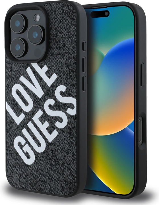 Produktbild Guess PU Leather 4G Big Love Logo MagSafe Case for iPhone 16 Pro Black (Apple iPhone 16 Pro)