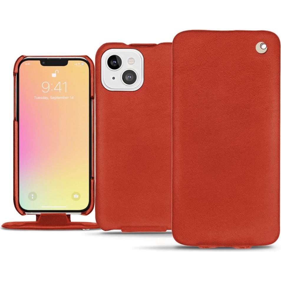 Noreve Lederschutzhülle vertikal (Apple iPhone 13), Smartphone Hülle, Orange