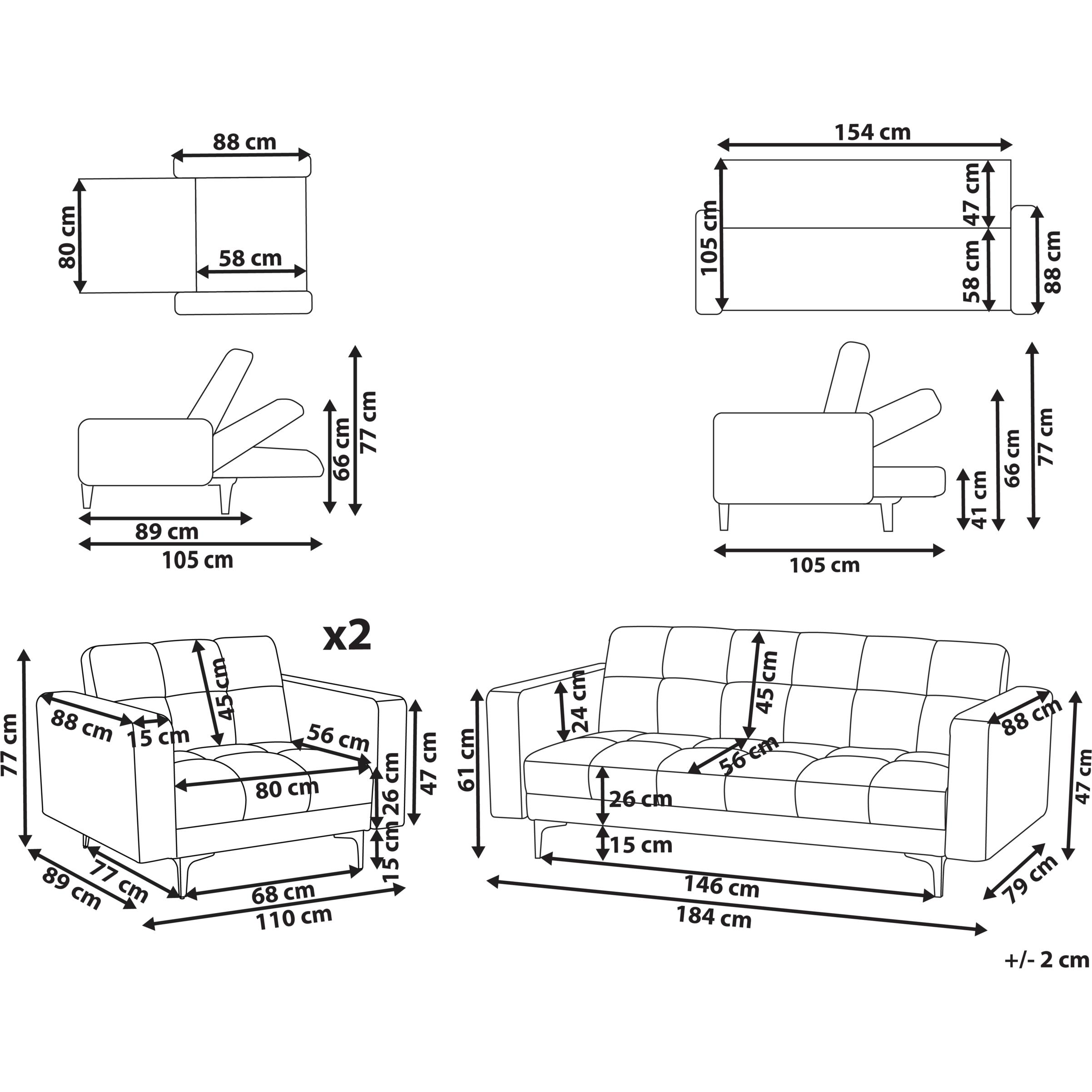 Thumbnail - Beliani, Sofa, Alnes (3-Sitzer)