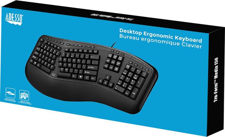 Produktbild Adesso AKB-150UB (Multimedia Contoured Ergonomic Keyboard) (Eng. Int., Kabelgebunden)