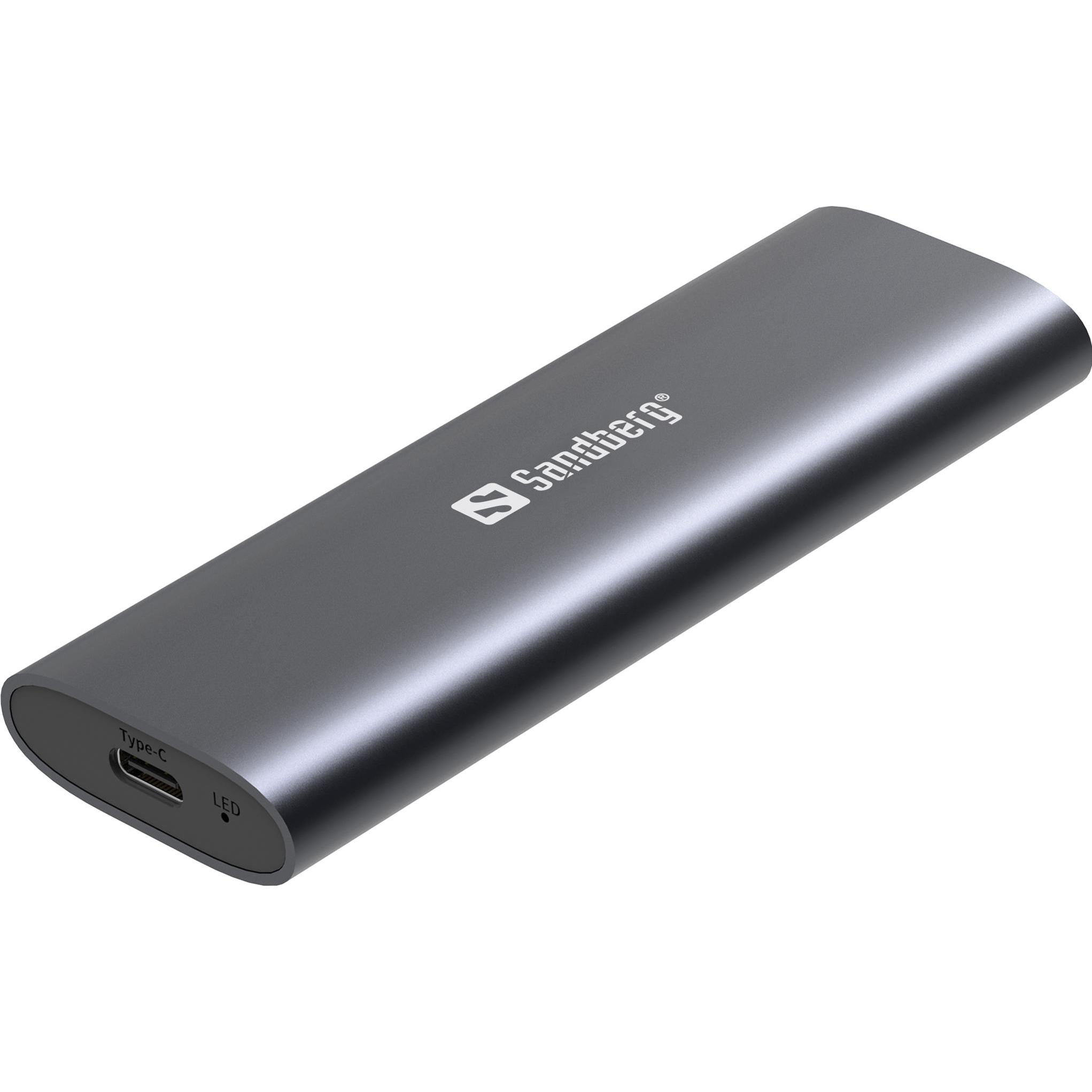Sandberg Custodia USB 3.2 per SSD M.2+NVMe (M.2 2230, M.2 2242, M.2 2260, M.2 2280, M.2), Case per hard disk, Nero