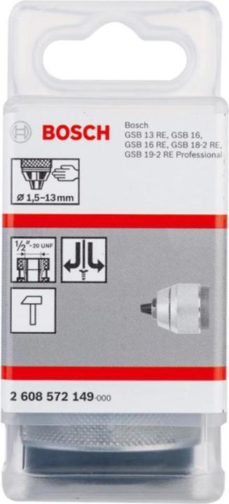 Produktbild Bosch Professional Zubehör Schnellspannbohrfutter verchromt, 1,5 bis 13 mm, 1/2-Zoll bis 20