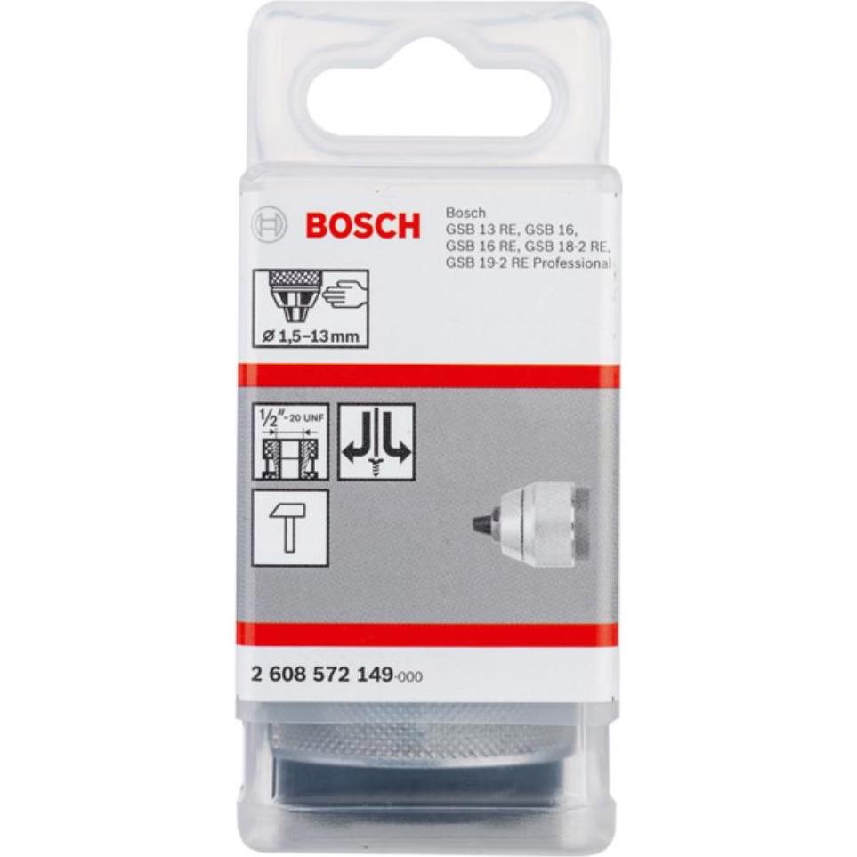 Thumbnail - Bosch Professional Zubehör, Zubehör Maschine, Schnellspannbohrfutter verchromt, 1,5 bis 13 mm, 1/2-Zoll bis 20