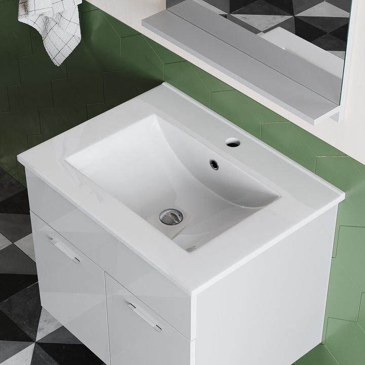 Produktbild SONNI Badmöbel-Set mit Unterschrank, Badmöbel 60cm Hochglanz 2-teiliges Set