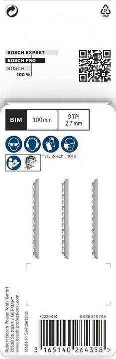 Productafbeelding Bosch Professional Zubehör Decoupeerzaagblad T 101 BF, Schoon