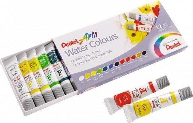 Pentel Aquarelles en tubes de 12 couleurs (5 ml)