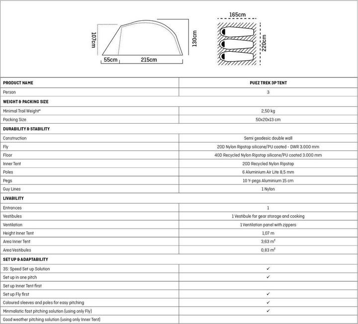 Produktbild Salewa Puez Trek 3P Zelt (Kuppelzelt, 2.50 kg, 3 Personen)