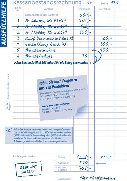 Image du produit Avery RecyclageÂ Compte de caisse (50x)