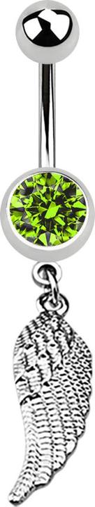 Immagine prodotto Star Piercing Banana in argento con ali pendenti e cristallo verde chiaro (senza ottone, Acciaio chirurgico 316L)