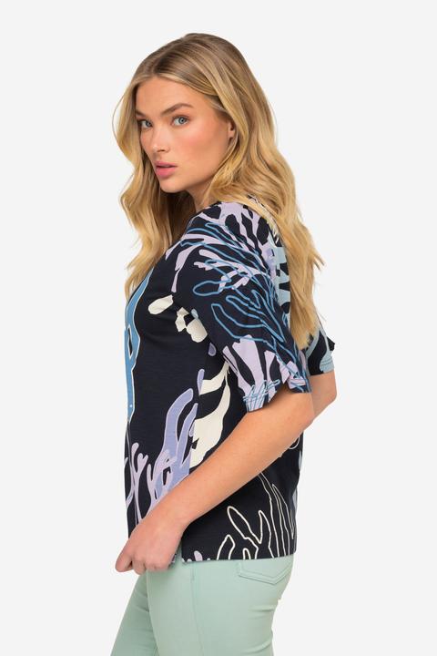 Image du produit Laurasøn T-Shirt, Korallen-Print, Rundhals, Halbarm mit Raffung (L)