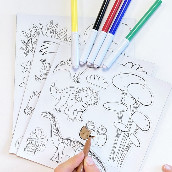 Actual product image Ferflex 52 magnets to colour, dinosaurs (54 x)