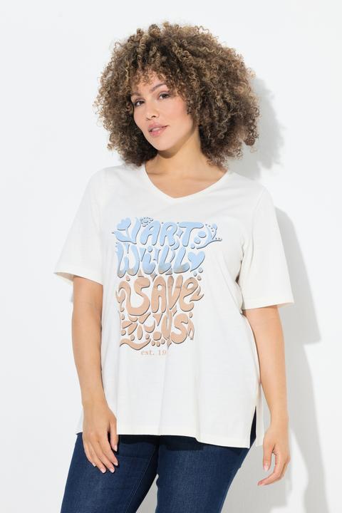 Produktbild Ulla Popken T-Shirt, Schriftmotiv, Classic, V-Ausschnitt, Halbarm (58)
