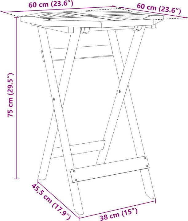 Produktbild vidaXL Gartentisch (60 x 75 cm)