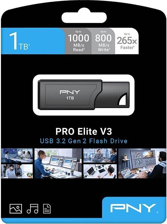 Actual product image PNY Pro Elite V3 USB 3.2 1TB (1000 GB, USB-A)