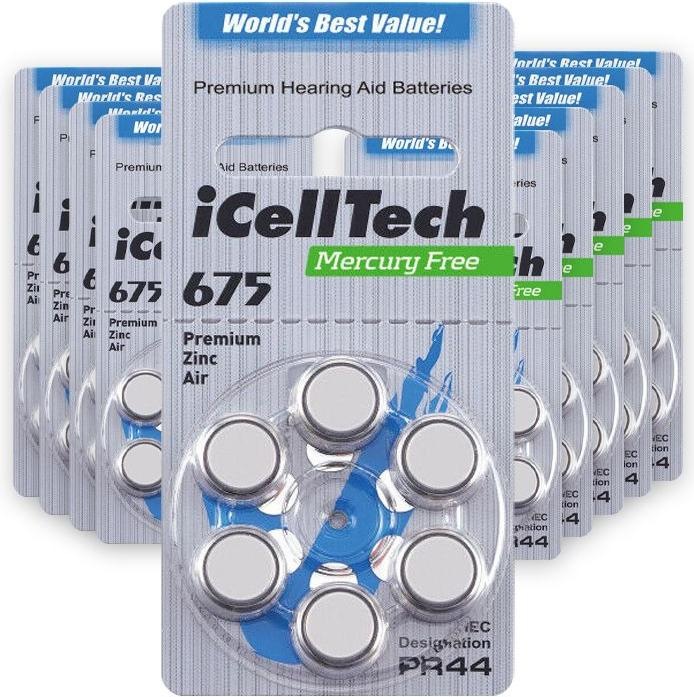Produktbild ICellTech 675 Hörgerätebatterien (60 Stk., A675, 550 mAh)