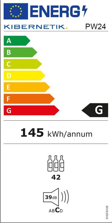Label énergétique Kibernetik Weinkühlschrank 42 Flaschen mit Zigarrenfach 1 Zone