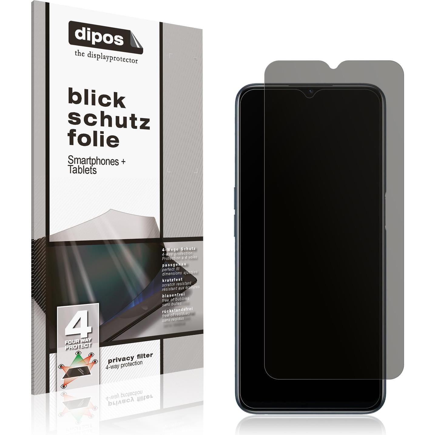 Dipos Blickschutzfolie 4-Way Privacy (1 Stück, Oppo A16s), Smartphone Schutzfolie, Transparent