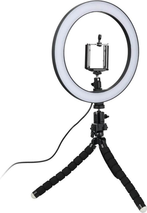 JTI Selfie lamp/ring light (26 cm) with mouldable tripod (Ring light)