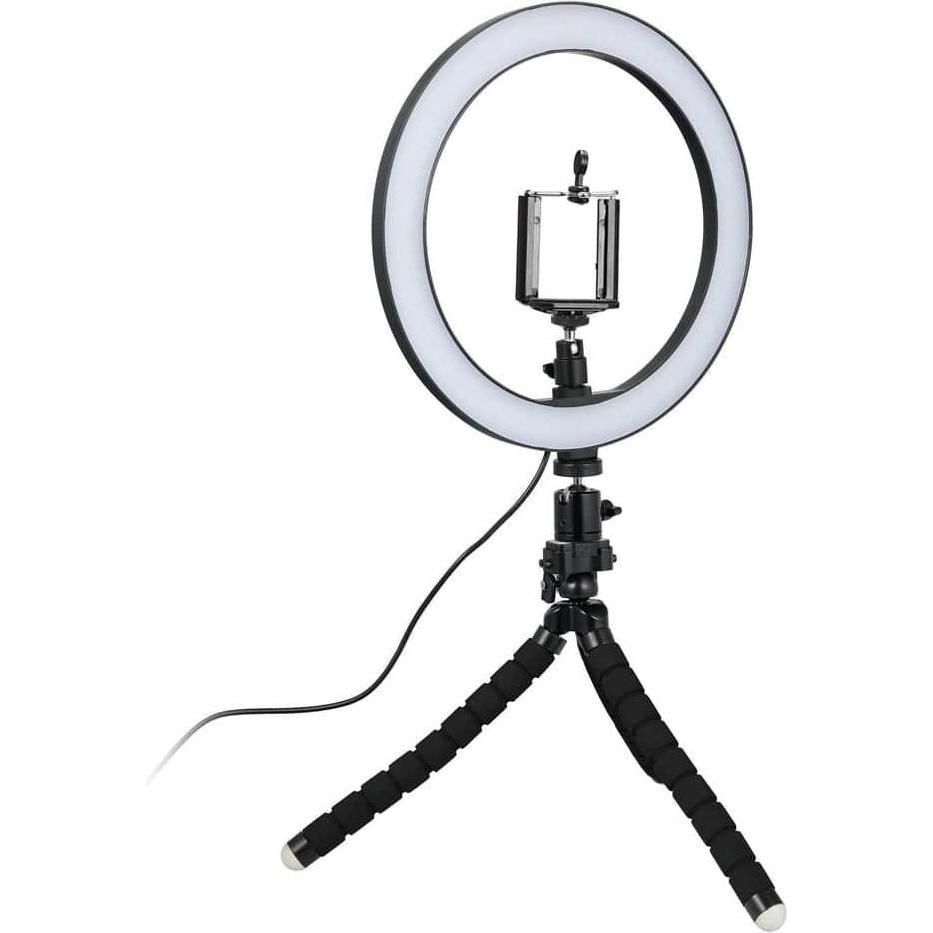 JTI Selfie-Lampe/Ringlicht (26 cm) mit formbarem Stativ (Ringleuchte), Dauerlicht, Mehrfarbig